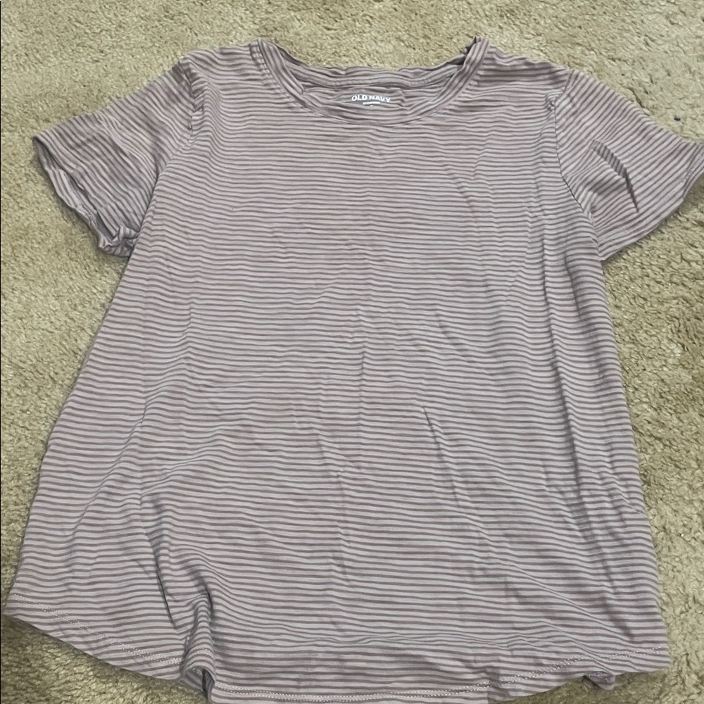 Last Chance‼️Old Navy Women's Short Sleeve Striped Tee - tan/brown striped
